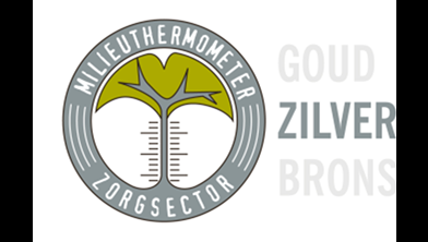Logo milieuthermometer met de aanduiding zilver